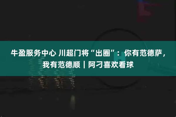 牛盈服务中心 川超门将“出圈”：你有范德萨，我有范德顺｜阿刁喜欢看球